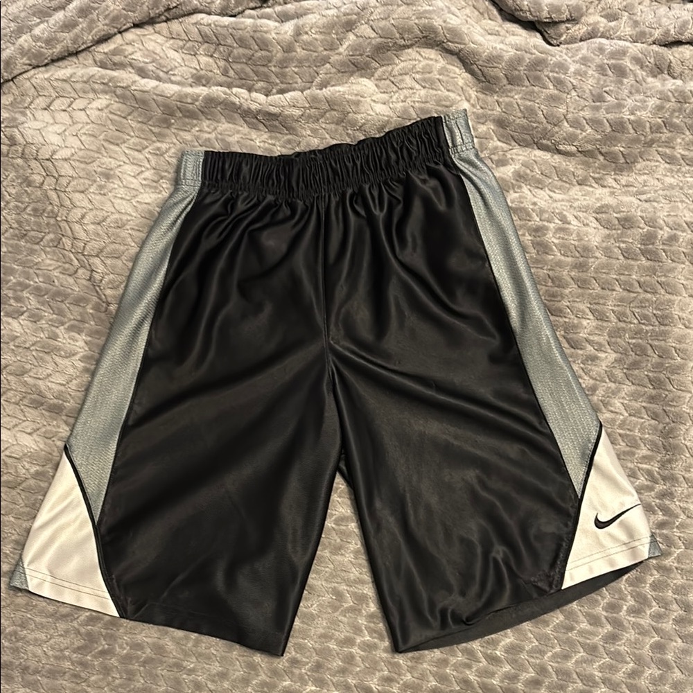 Nike Black and Silver Athletic Shorts